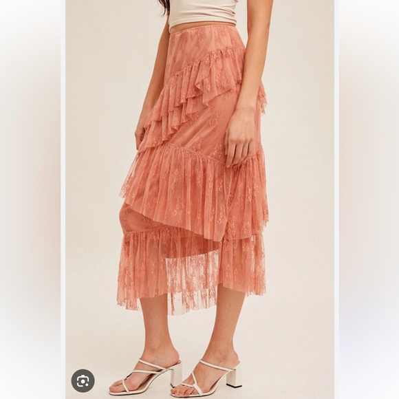 Hem & Thread Asymmetrical Rust Brown Skirt - Picture 6 of 6